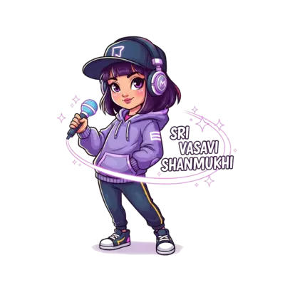 Design: A cheerful and confident K-pop inspired demon hunter girl, 'Sri Vasavi Shanmu...