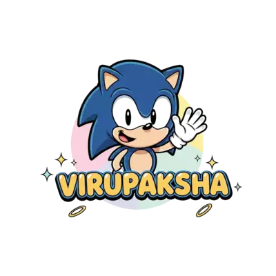 Design: A super cute, chibi-style Sonic the Hedgehog character, smiling and waving, w...