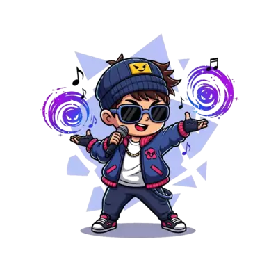 Design: A vibrant cartoon illustration of a cute child character, dressed in trendy K...