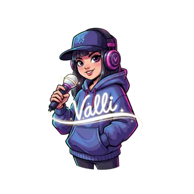 Design: A cheerful and confident K-pop inspired demon hunter girl, illustrated in a b...