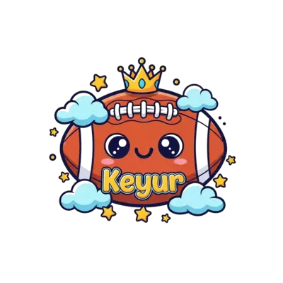 Design: A cheerful cartoon football with big friendly eyes, wearing a tiny crown, sur...