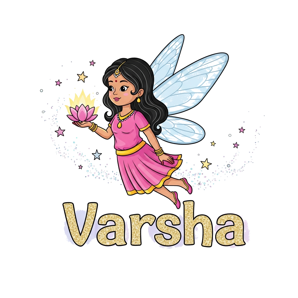 Custom design: A whimsical illustration of a beautiful Indian fairy princess with sparkling, translucent wings, holding a glowing ma...