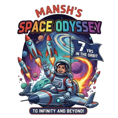 Design: A vibrant, detailed illustration of a cheerful Indian boy, Mansh, as a brave ...