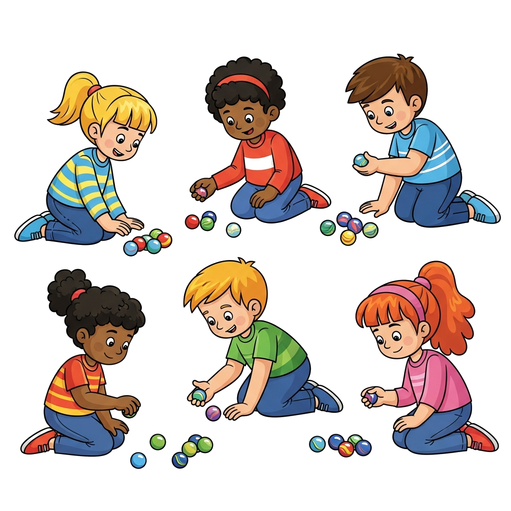 Custom design: A design with children playing with marbles 