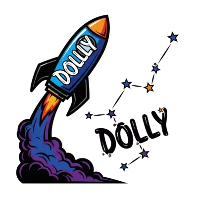 Design: A bold, cool, and dynamic illustration of a rocket launching into a starry ga...