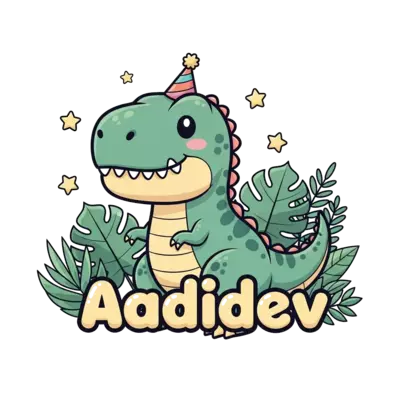Design: A super cute, friendly cartoon Tyrannosaurus Rex wearing a little party hat, ...