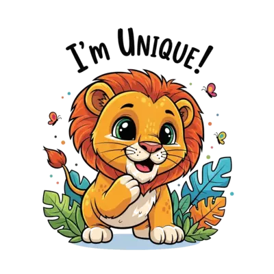 Design: A super cute, friendly cartoon baby lion cub with big eyes and a fluffy mane,...