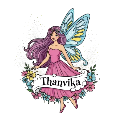 Design: A whimsical illustration of a graceful fairy princess with long flowing hair,...