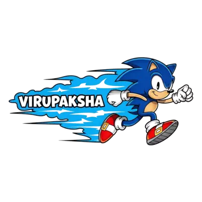 Design: A dynamic, cartoon illustration of Sonic the Hedgehog running at super speed,...