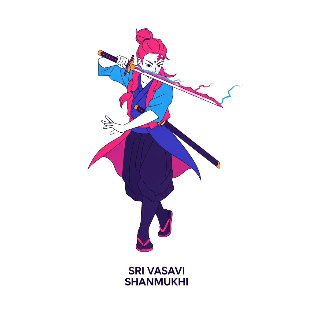 Custom design: A minimalist, vector-style illustration of a dynamic K-pop demon hunter, depicted with clean lines and simple shapes,...