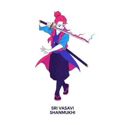 Design: A minimalist, vector-style illustration of a dynamic K-pop demon hunter, depi...