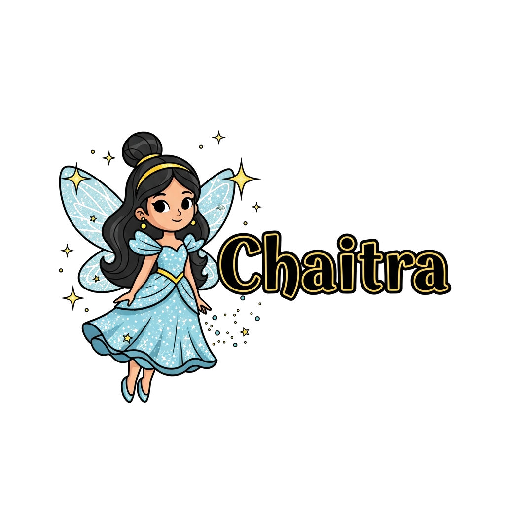 Custom design: A glamorous cartoon fairy princess with sparkling wings and a shimmering gown, surrounded by magical dust and tiny st...