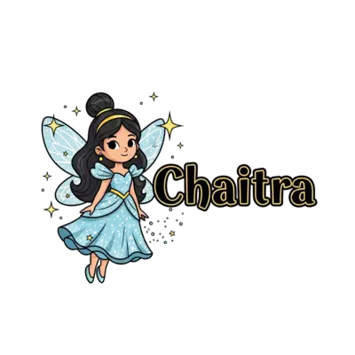 Design: A glamorous cartoon fairy princess with sparkling wings and a shimmering gown...