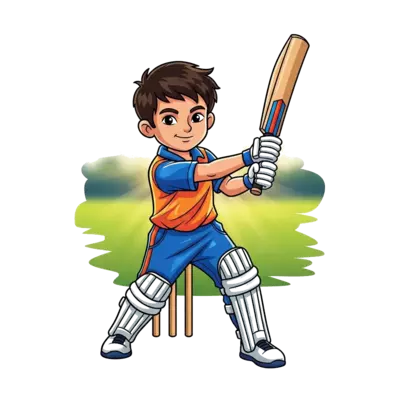 Design: A vibrant illustration of a young Indian boy, around 7 years old, in a dynami...