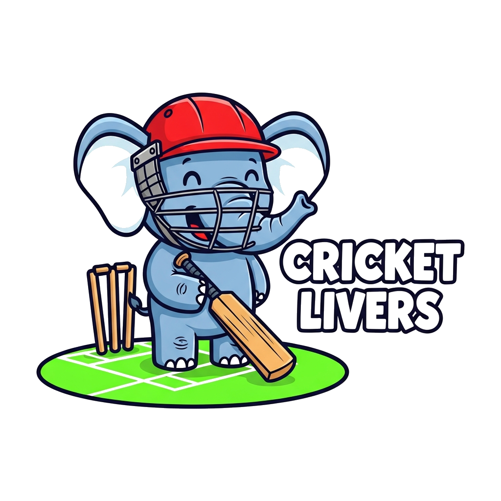 Custom design: A super cute cartoon baby elephant in a tiny cricket helmet, holding a mini bat, smiling cheerfully on a bright green...