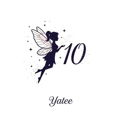 Design: A graceful, minimalist illustration of a fairy silhouette with delicate wings...