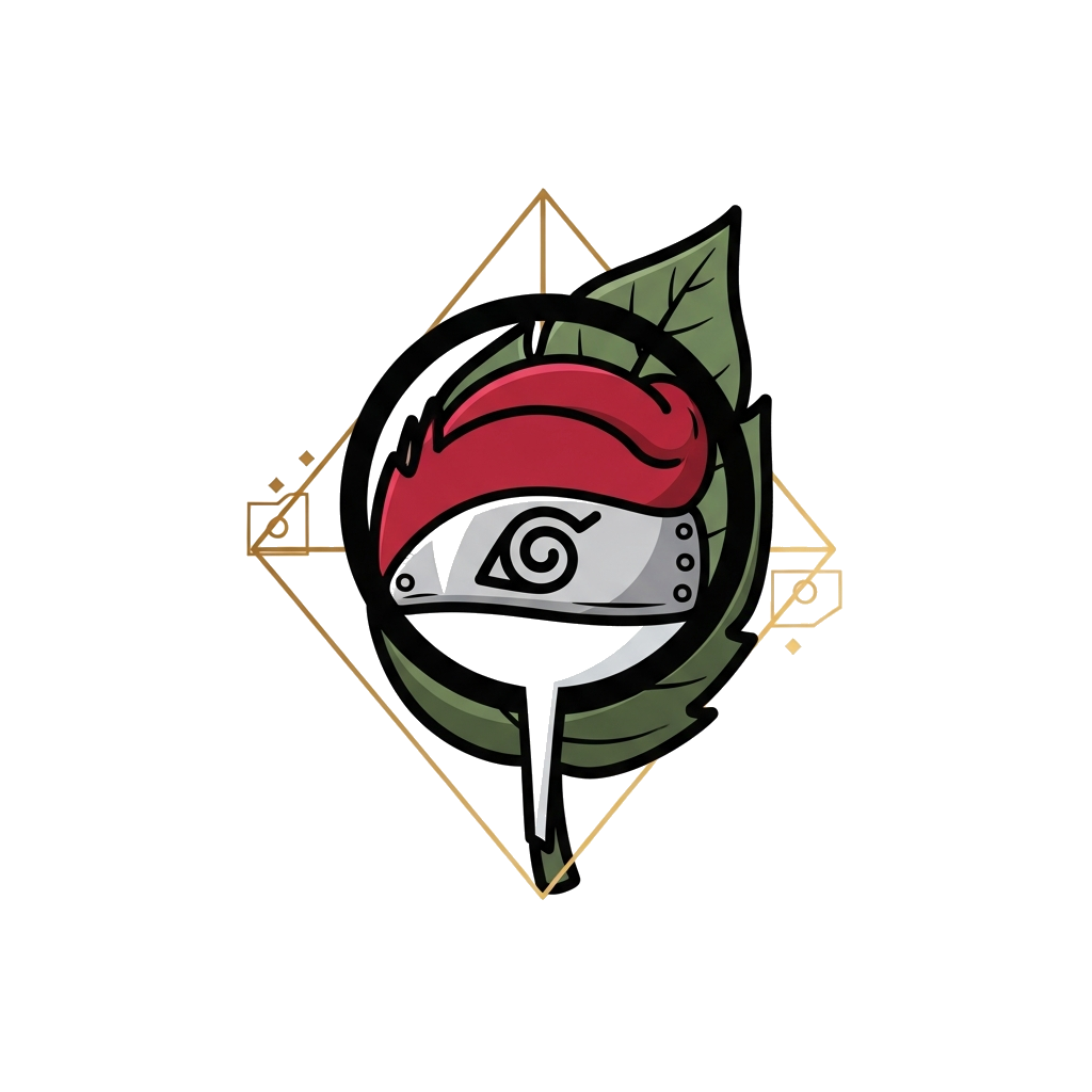 Custom design: A sophisticated, stylized illustration of Naruto's iconic Konoha leaf village symbol, elegantly integrated into a mod...