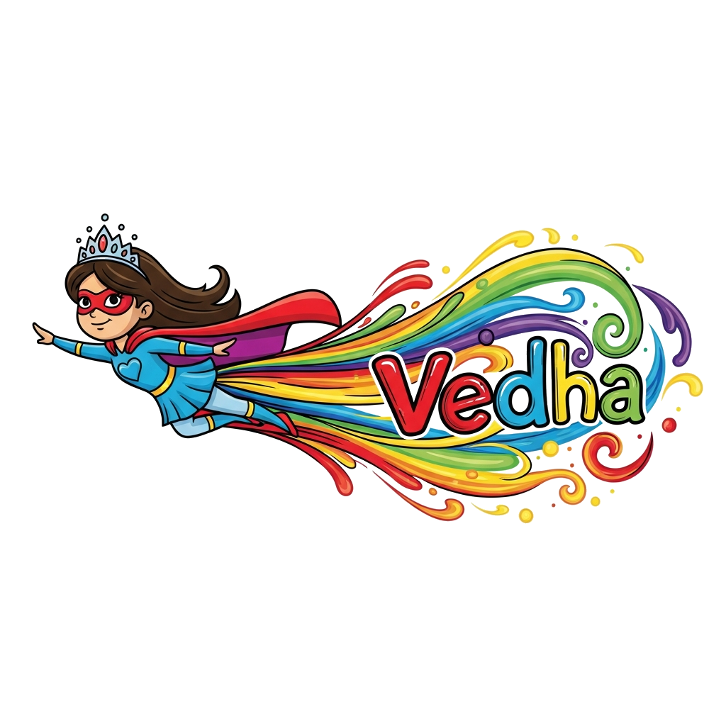 Custom design: A cheerful cartoon superhero princess flying gracefully, with a flowing rainbow cape and a sparkling tiara. She's lea...