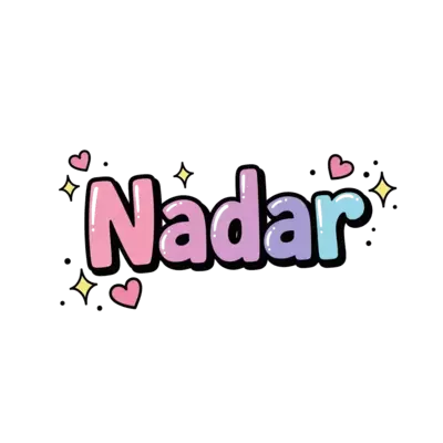 Design: Name Nadar written in pastel pink purple and blue with sparkles and small hea...