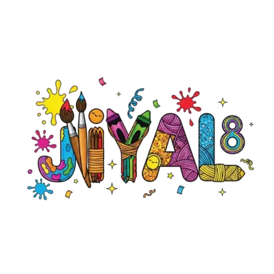 Design: A whimsical and vibrant illustration of the name "JIYAL" creatively formed fr...