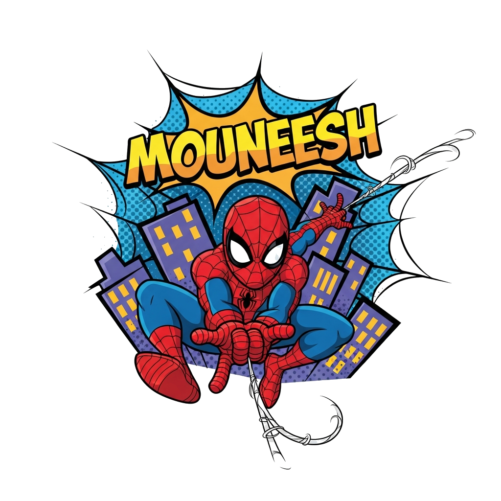 Custom design: A dynamic illustration of Spider-Man swinging through a stylized cityscape, bursting with energy and vibrant colors. ...