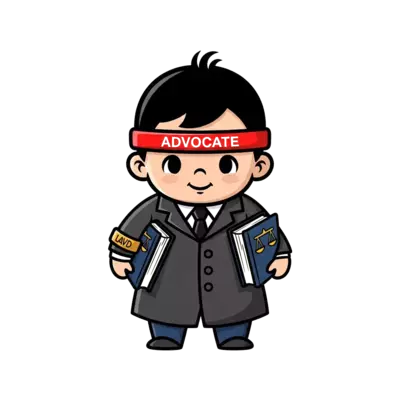 Design: Baby boy with black hair, wearing advocates coat and band with law books in hand