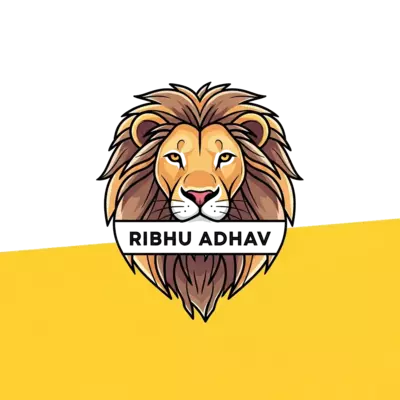 Design: A sleek, minimalist line art illustration of a lion's head, with the name 'Ri...