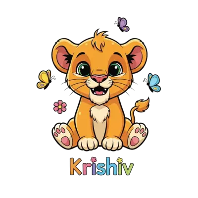 Design: A super cute, friendly cartoon baby lion cub with big eyes and a playful smil...