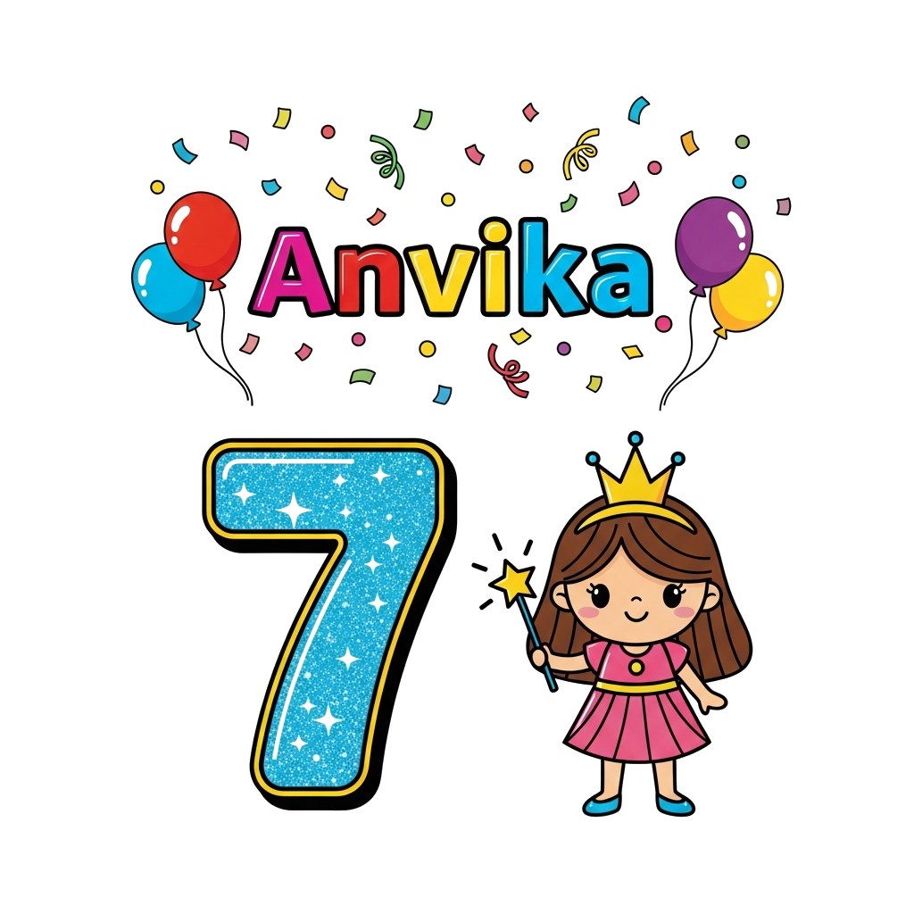 Custom design: A cute cartoon princess character with a sparkling crown, holding a magical wand, standing next to a large, whimsical...