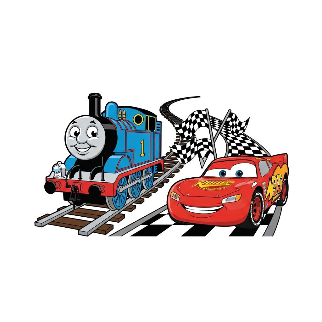 Custom design: Thomas train with track and McQueen with racing track