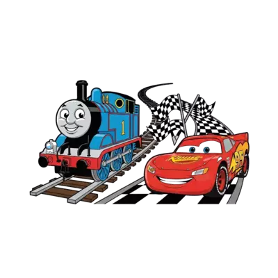 Design: Thomas train with track and McQueen with racing track