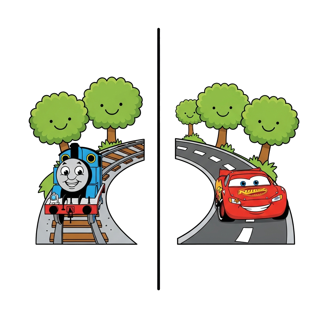 Custom design: Thomas train with track and trees and McQueen with track and trees