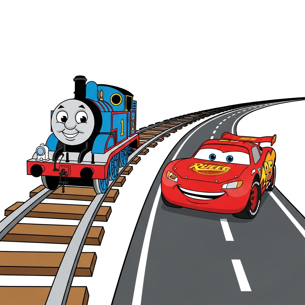 Custom design: Thomas train with railway track and McQueen with track