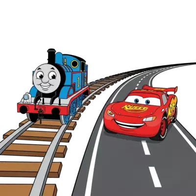 Design: Thomas train with railway track and McQueen with track