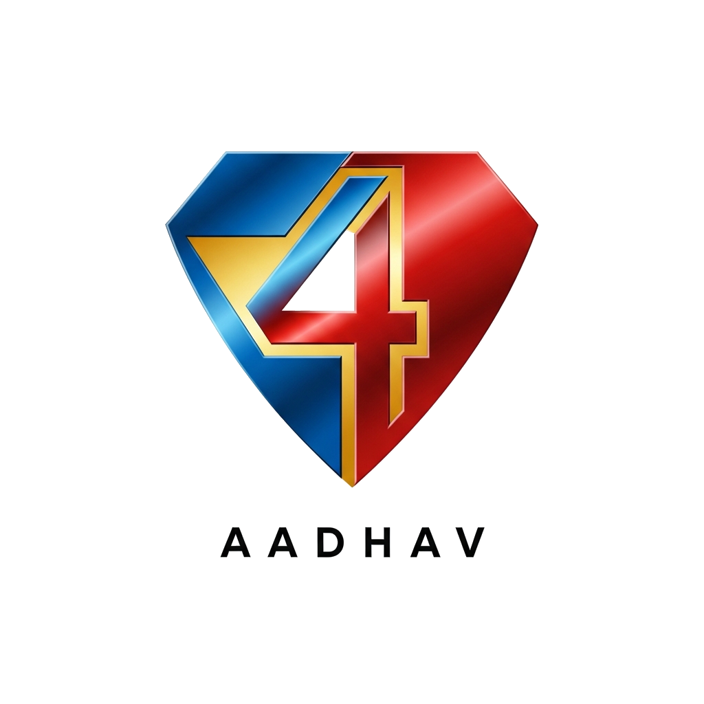 Custom design: A sleek, minimalist superhero emblem in a modern, geometric style, incorporating the number 4 subtly within the desig...