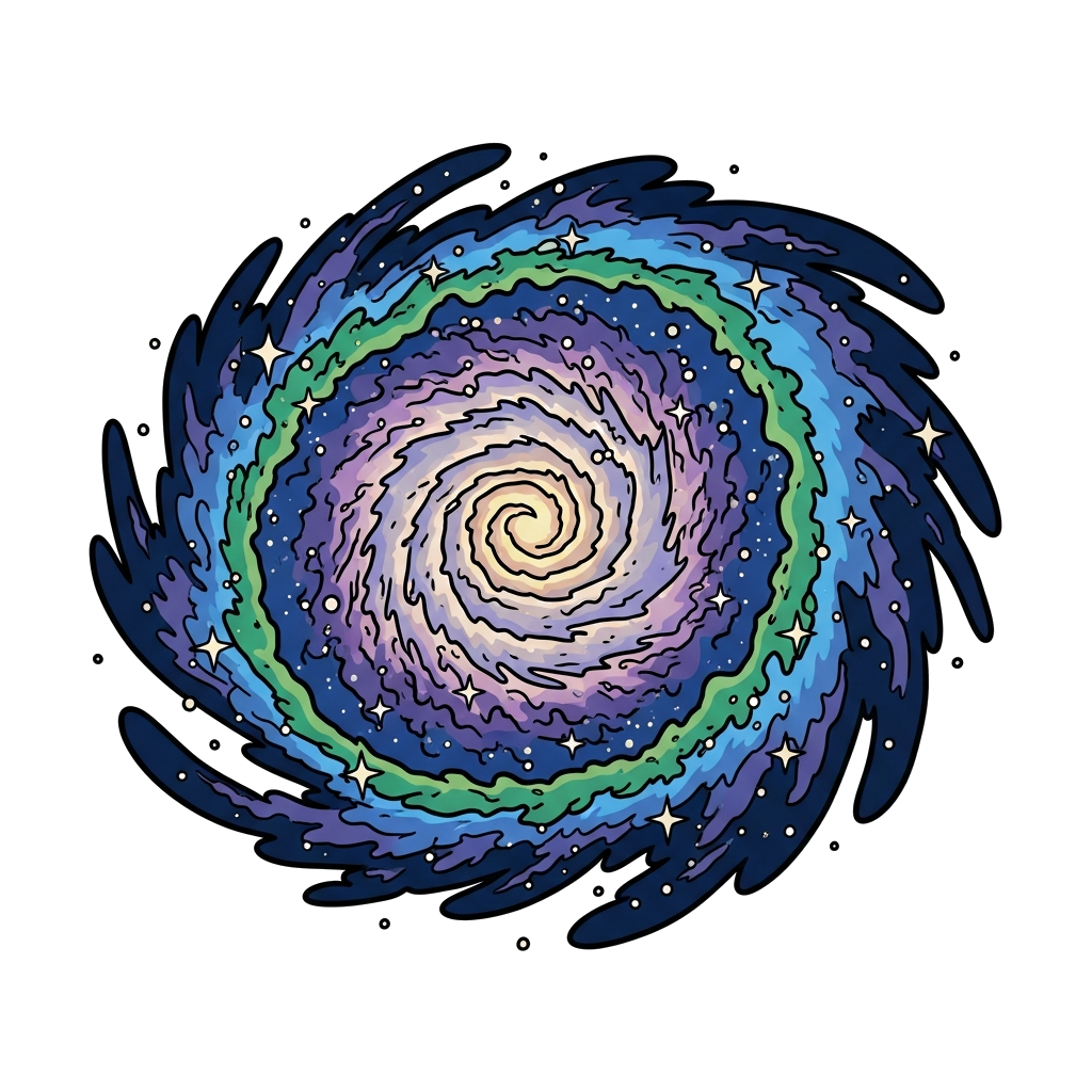 Custom design: A breathtakingly detailed spiral galaxy, with vibrant cosmic dust and swirling nebulae in deep blues, purples, and gr...