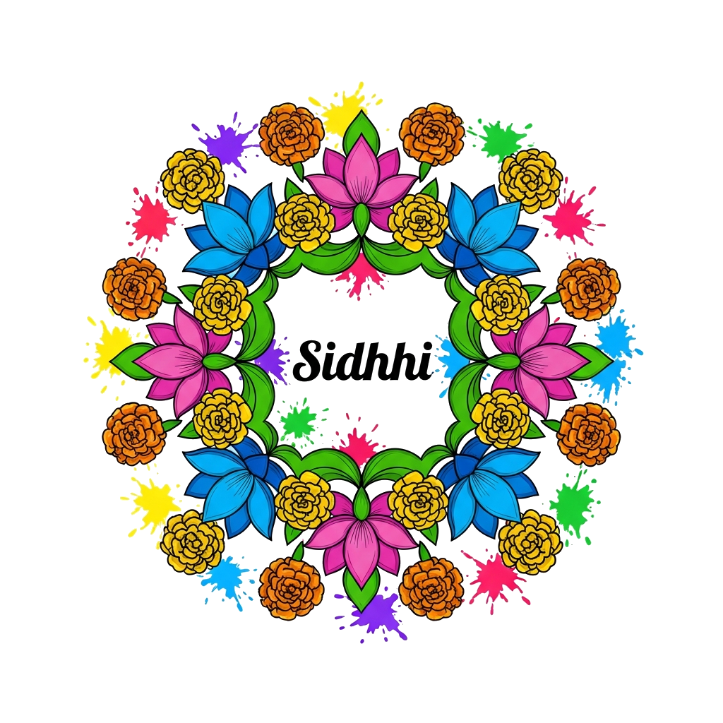 Custom design: A vibrant traditional Indian floral mandala design, bursting with pink, yellow, blue, and green hues, featuring delic...