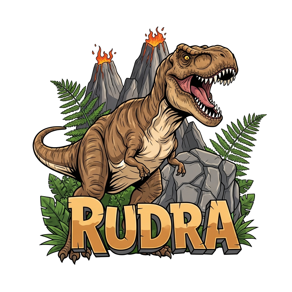 Custom design: A majestic, highly detailed Tyrannosaurus Rex roaring powerfully in a lush prehistoric jungle, with ancient ferns and...