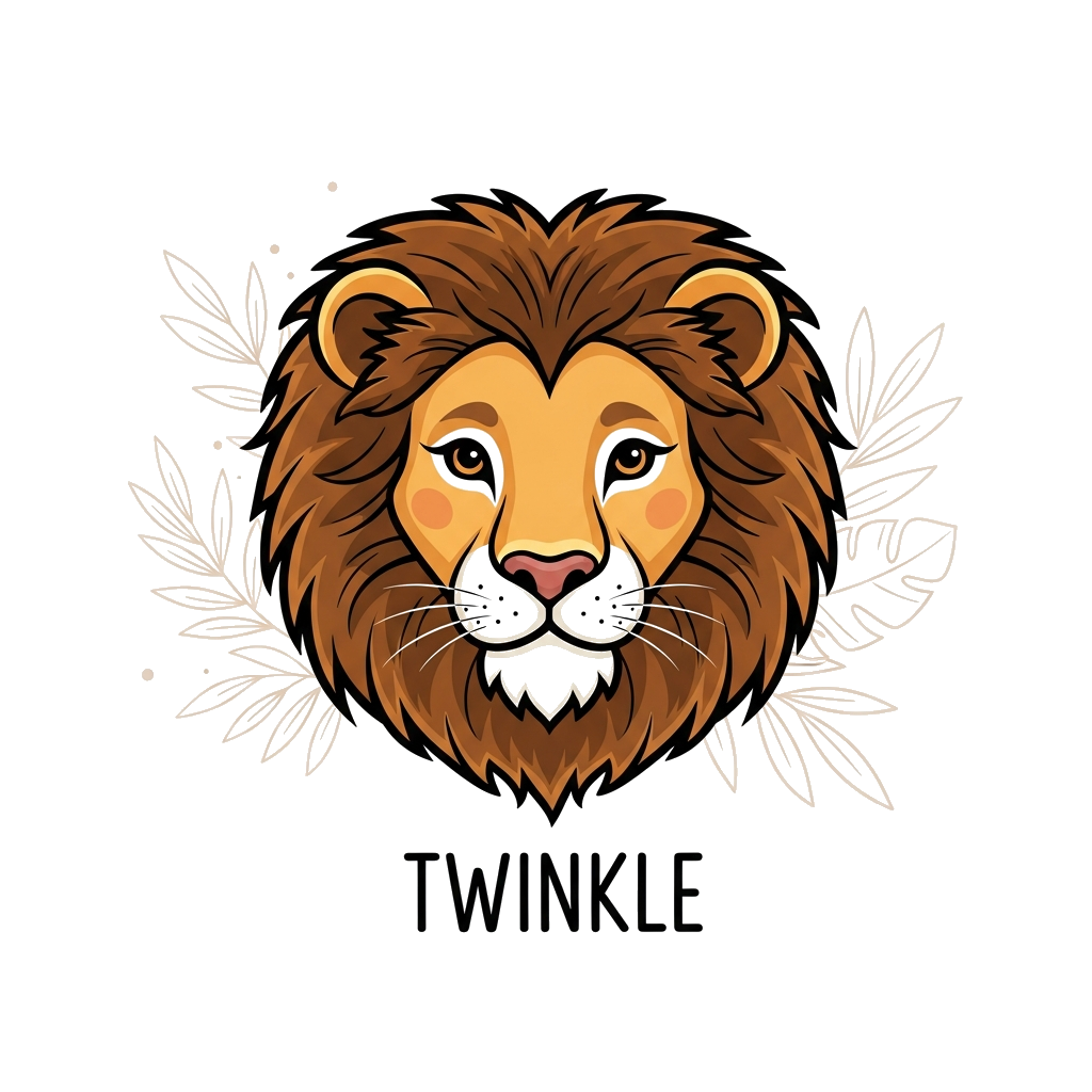 Custom design: A majestic, realistic illustration of a lion's face, with a gentle expression, surrounded by subtle, artistic jungle ...