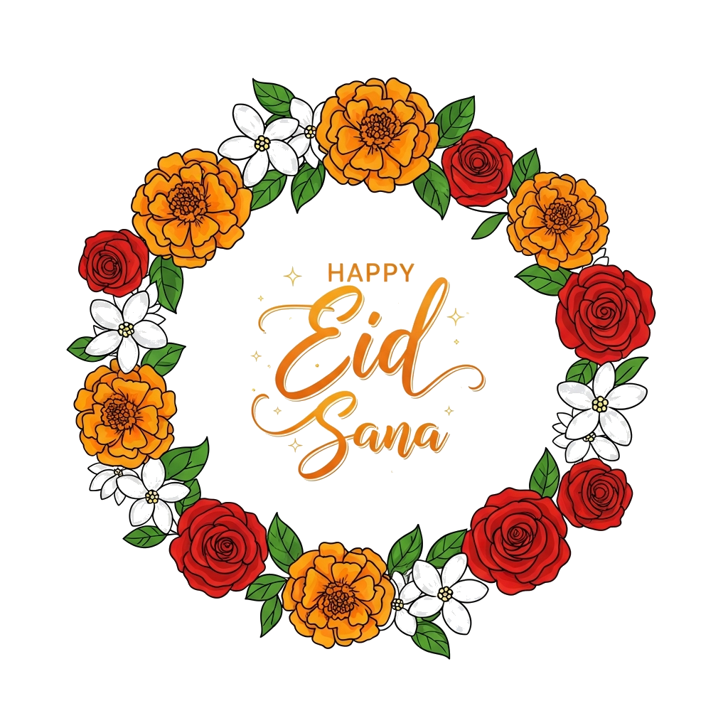 Custom design: A vibrant illustration of traditional Indian flowers like marigolds, roses, and jasmine forming an elegant border or ...
