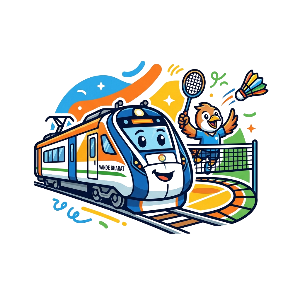 Custom design: Vande Bharath train and badminton image