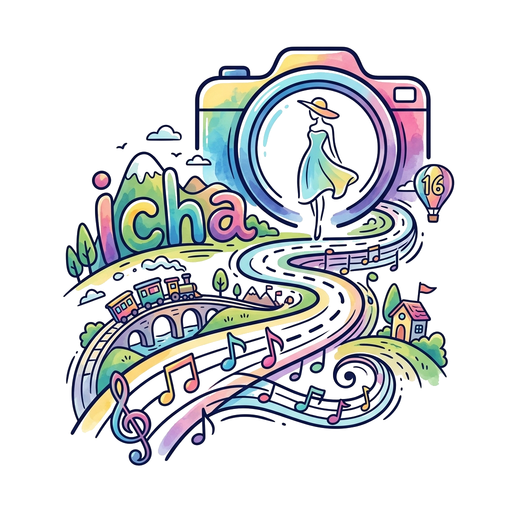 Custom design: An artistic and unique illustration of a whimsical abstract landscape, where musical notes flow into a winding road w...