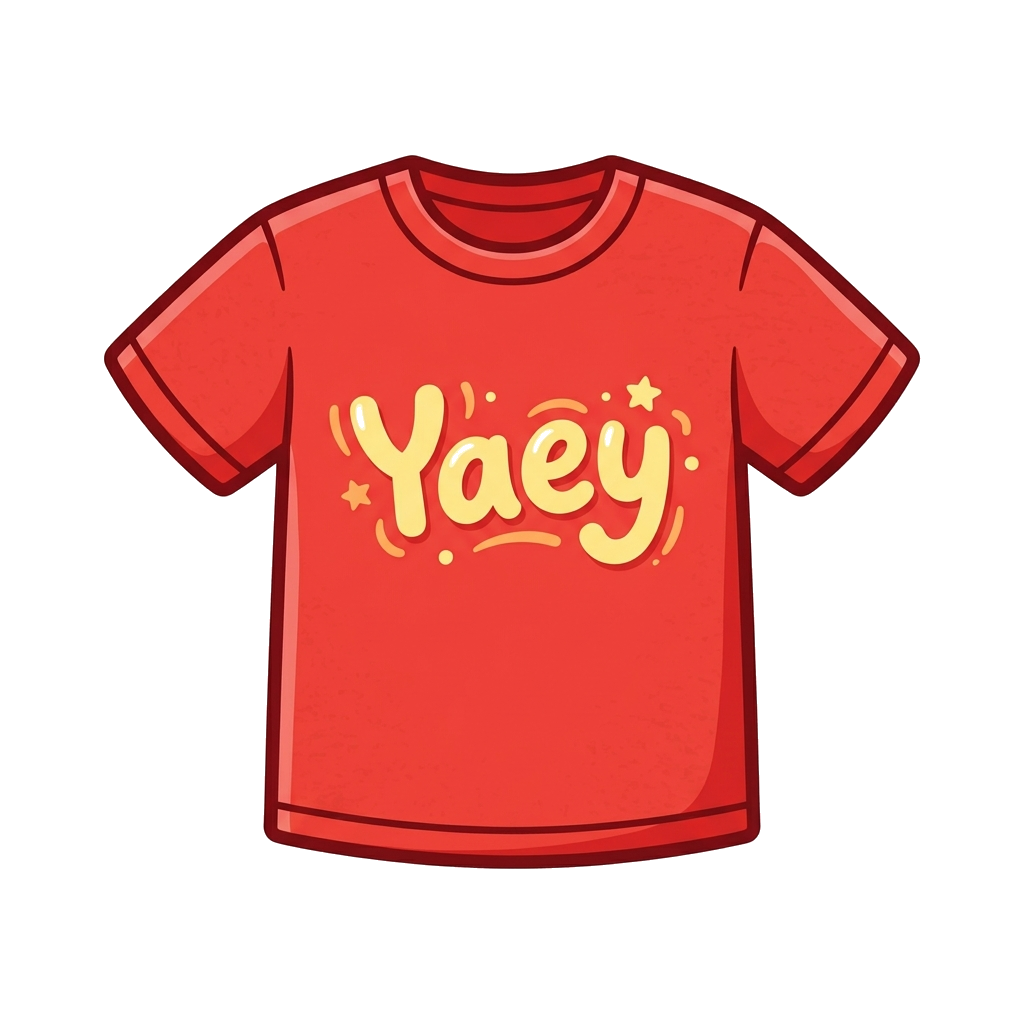 Custom design: Create a red tshirt with "Yaey" text
